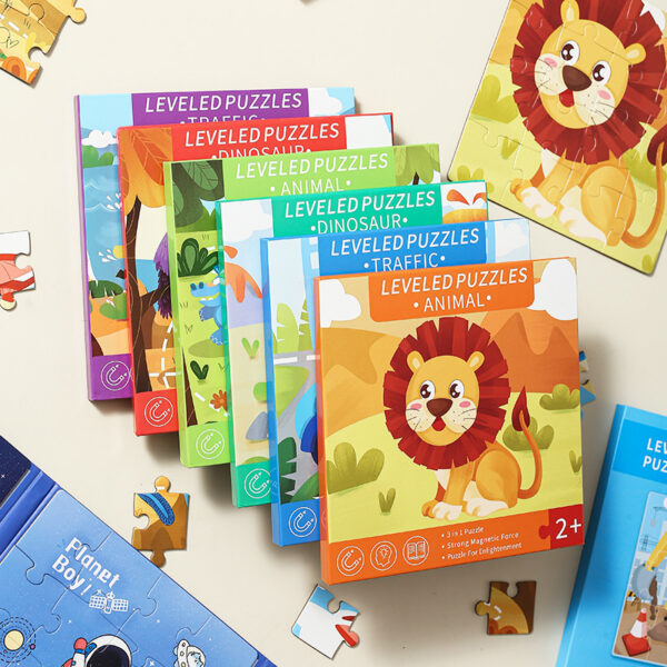 磁力拼图儿童手工diy安静书跨境现货早教益智纸质3合1软磁拼图书