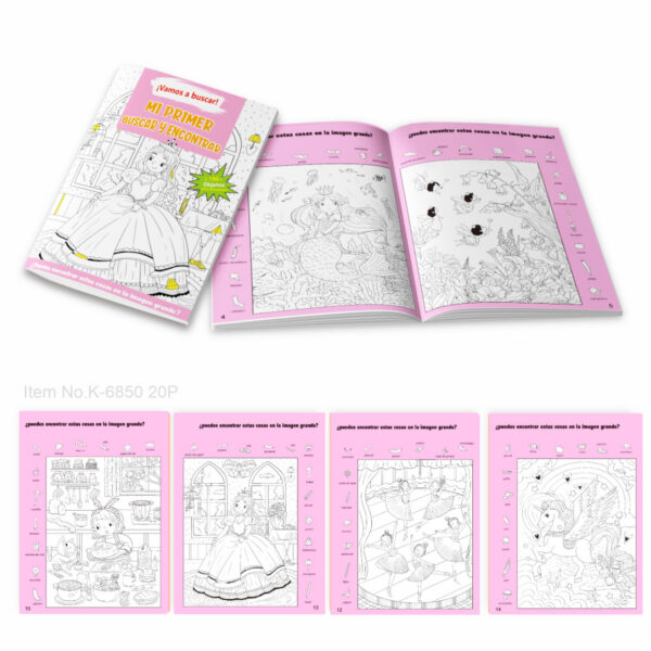 隐藏的图画捉迷藏西语益智游戏书跨境早教亲子互动涂色本儿童绘本