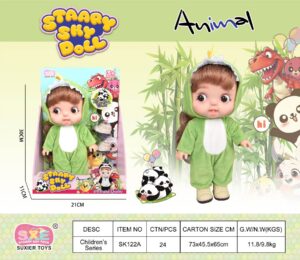 12寸全搪胶大头娃娃动物系列（毛绒布料）