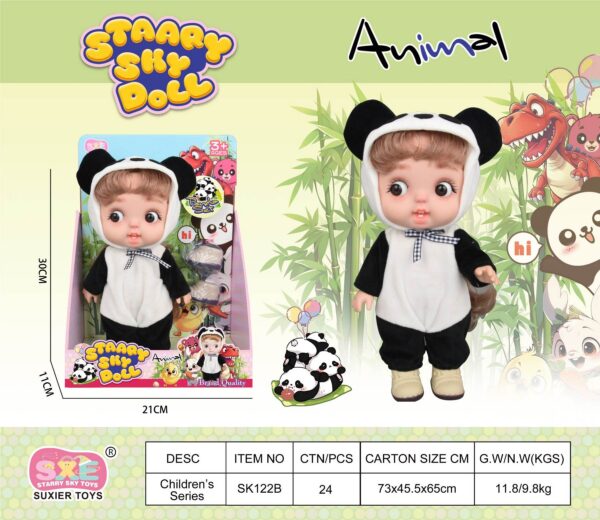 12寸全搪胶大头娃娃动物系列（毛绒布料）