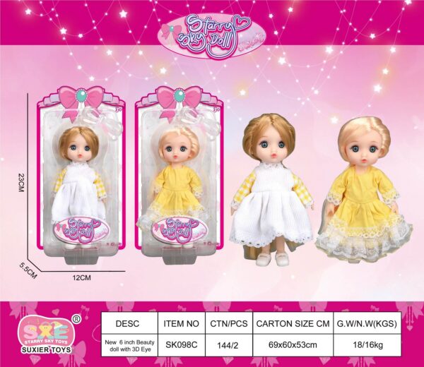 时尚6寸娃娃（挂板吸塑）17厘米12关节可变动