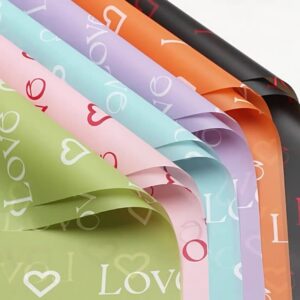 鲜花包装纸爱心love雾面韩素纸花店花束防水包装情人节礼品包花纸20张/包